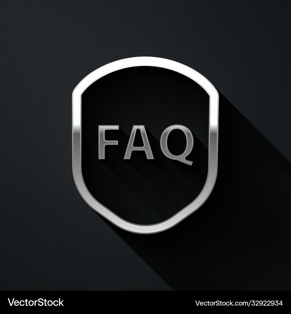 Silver shield with text faq information icon vector image
