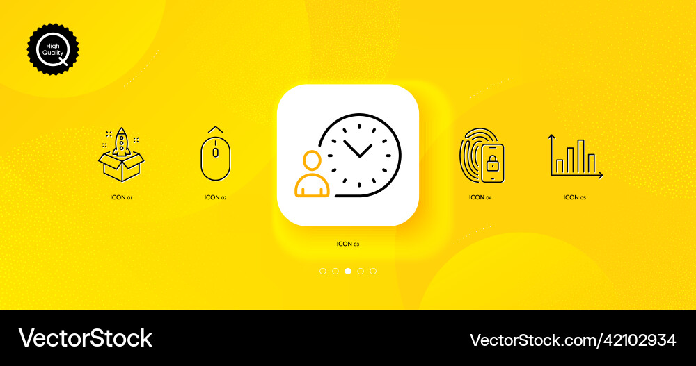 Startup lock and diagram graph minimal line icons Startup lock and diagram graph minimal line icons vector image