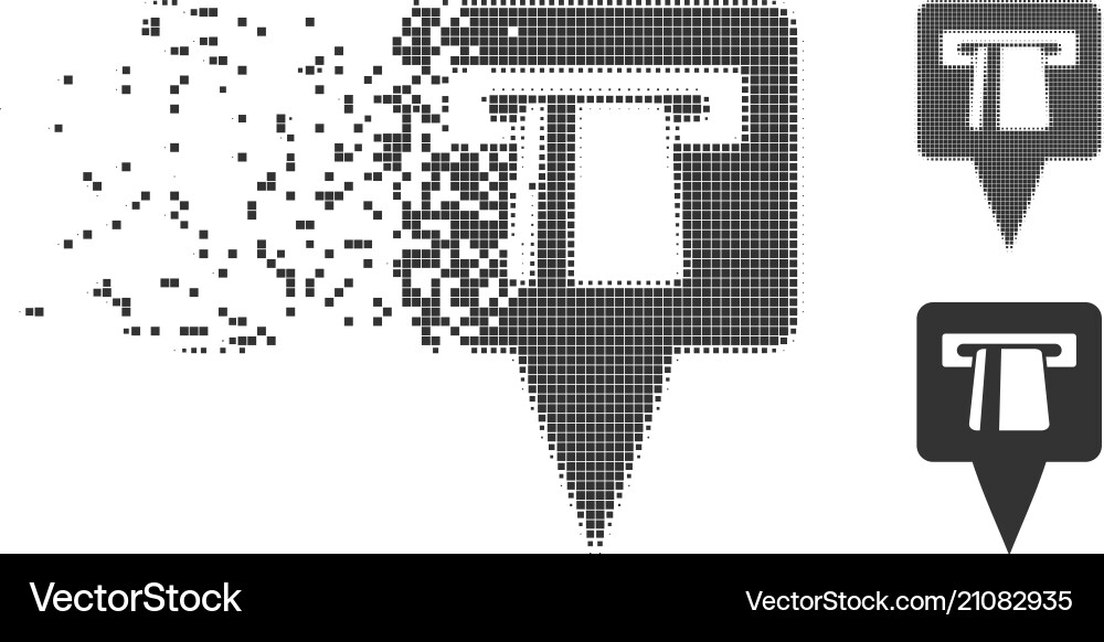 Atm pointer dispersed pixel halftone icon Atm pointer dispersed pixel halftone icon vector image