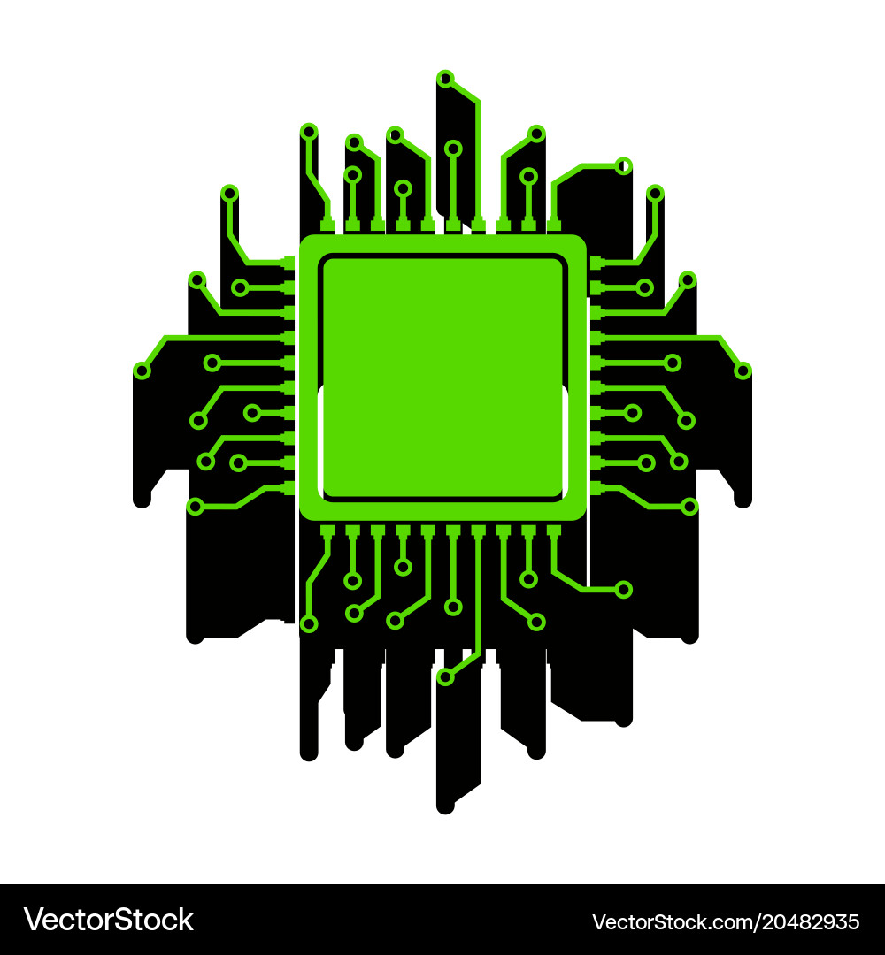 Cpu microprocessor green 3d vector image