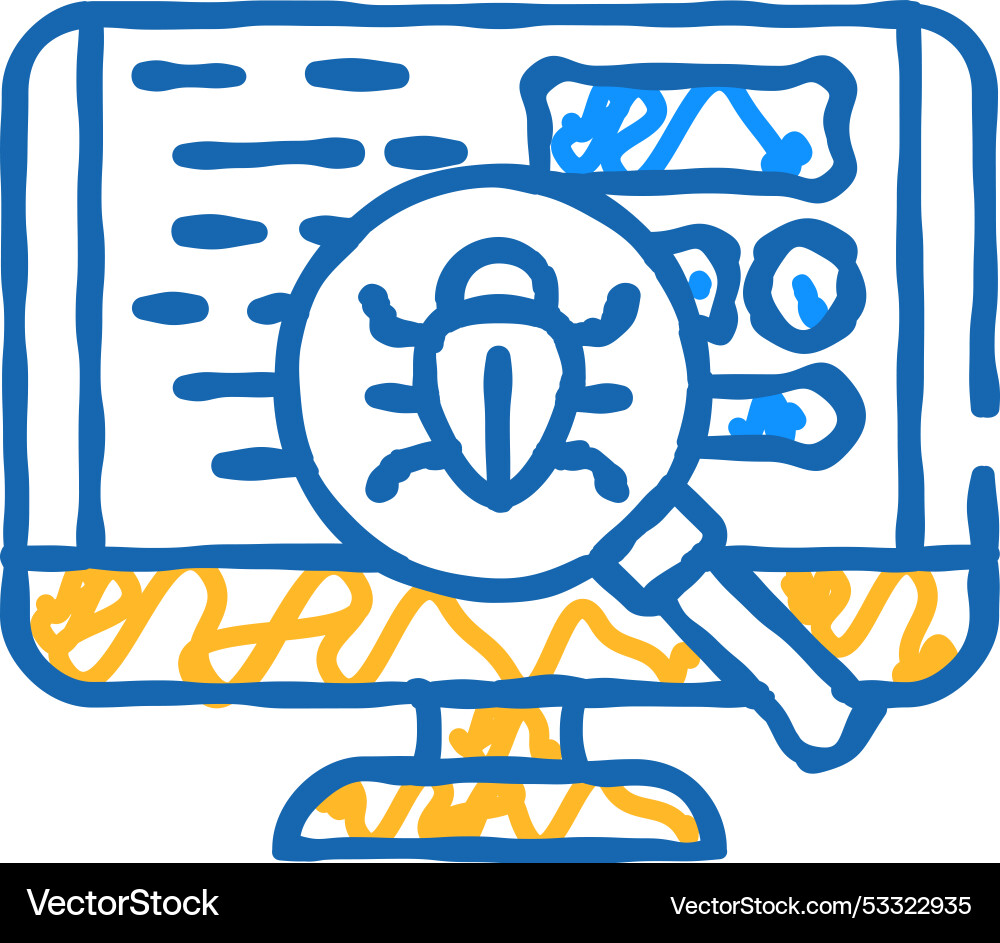Debugging code software icon doodle Debugging code software icon doodle vector image