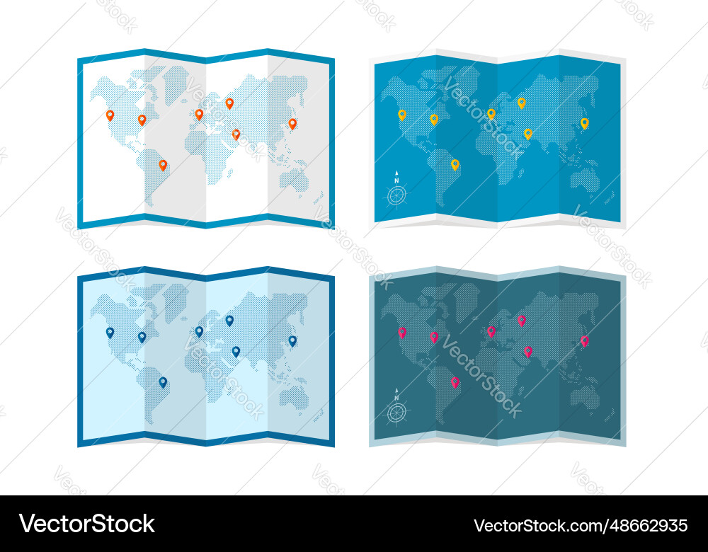 Four-fold world map drawn with circular dots Four-fold world map drawn with circular dots vector image