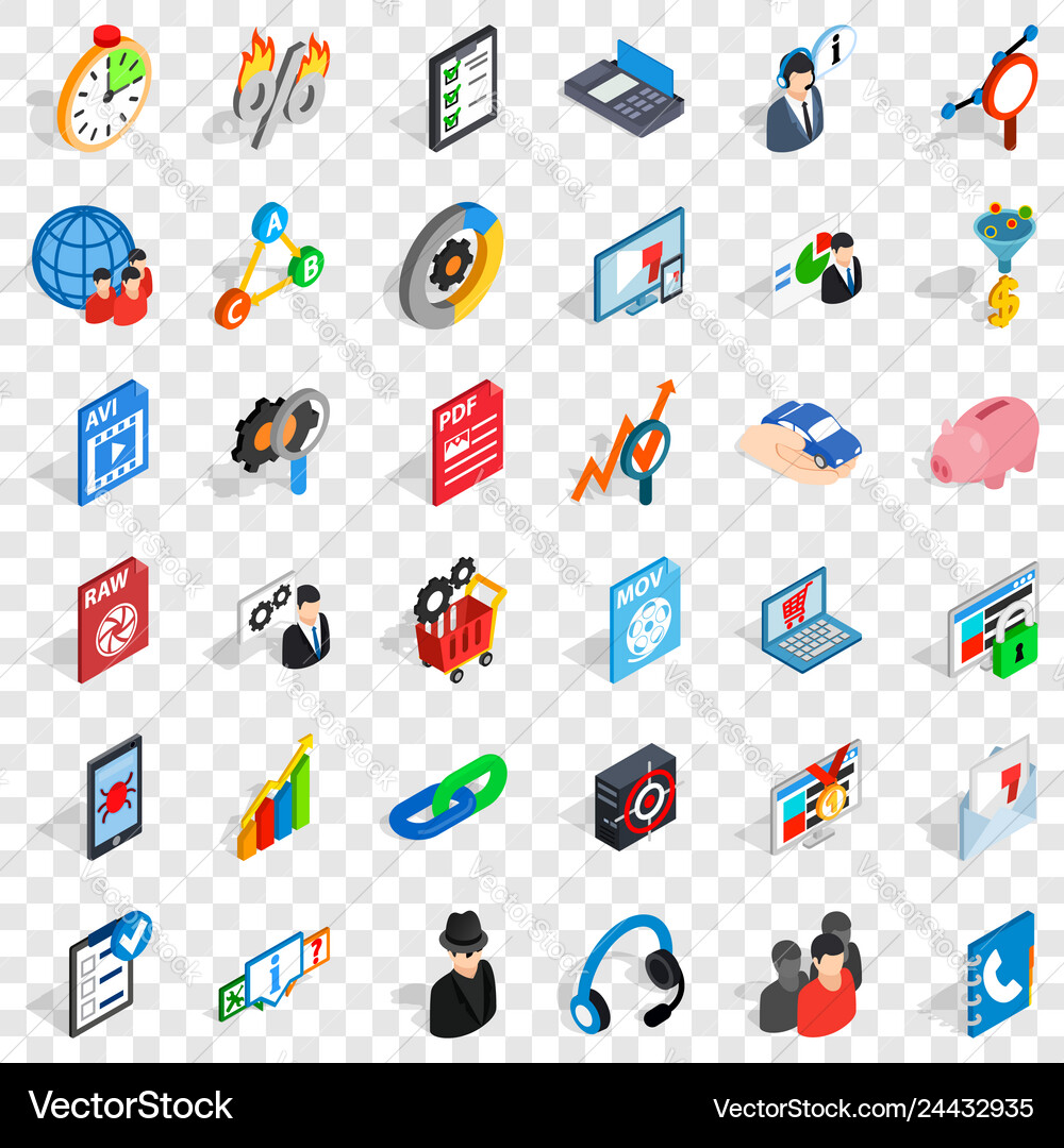 Globe database icons set isometric style Globe database icons set isometric style vector image
