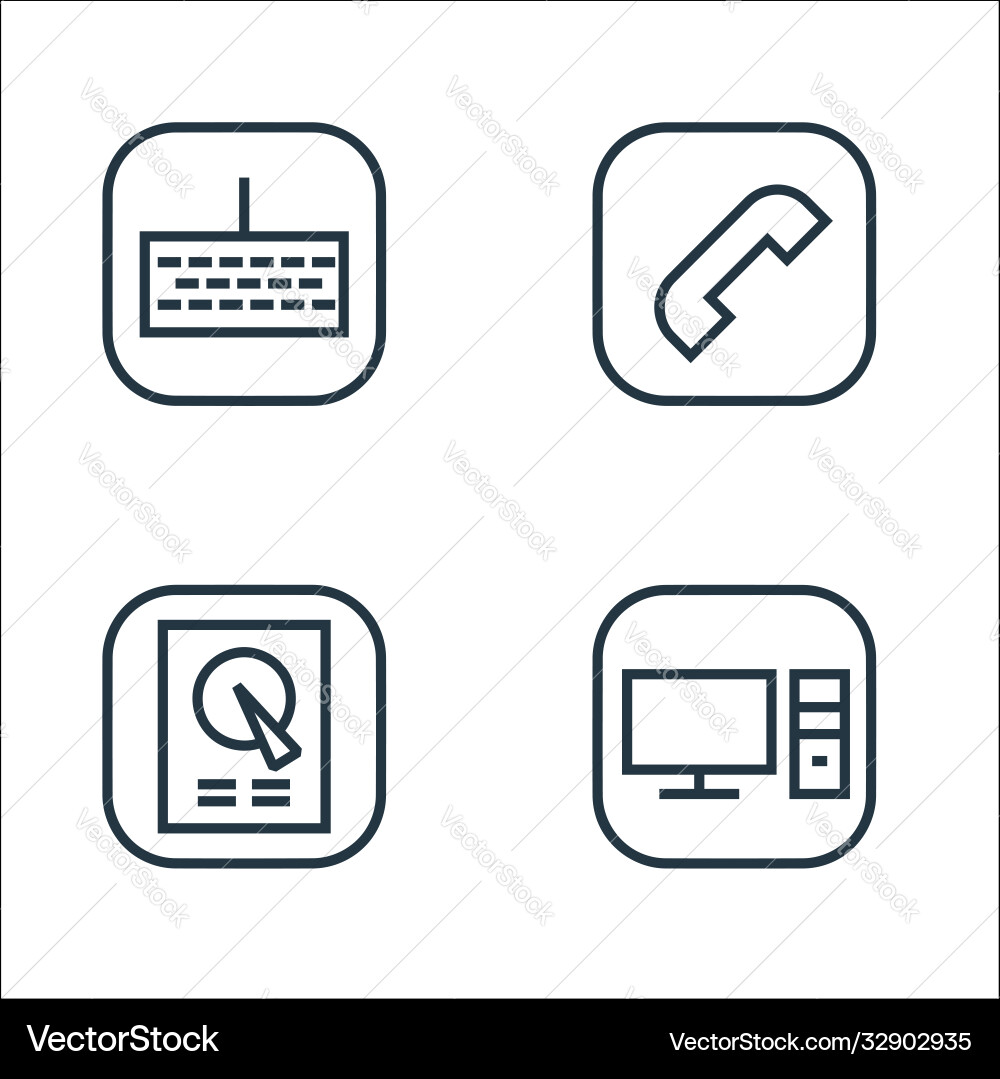 Hardware and gadgets line icons linear set Hardware and gadgets line icons linear set vector image