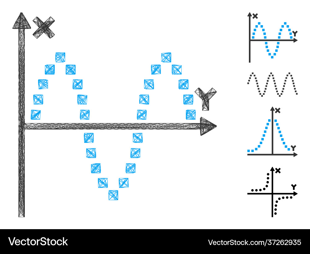 Hatched sinusoid plot mesh Hatched sinusoid plot mesh vector image