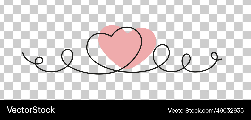 Heart with one line curls without background Vector Image