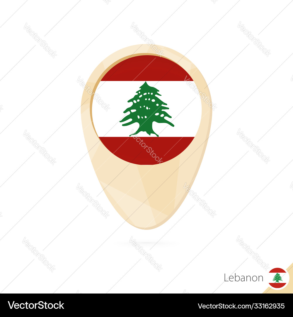 Map pointer with flag lebanon orange abstract Vector Image