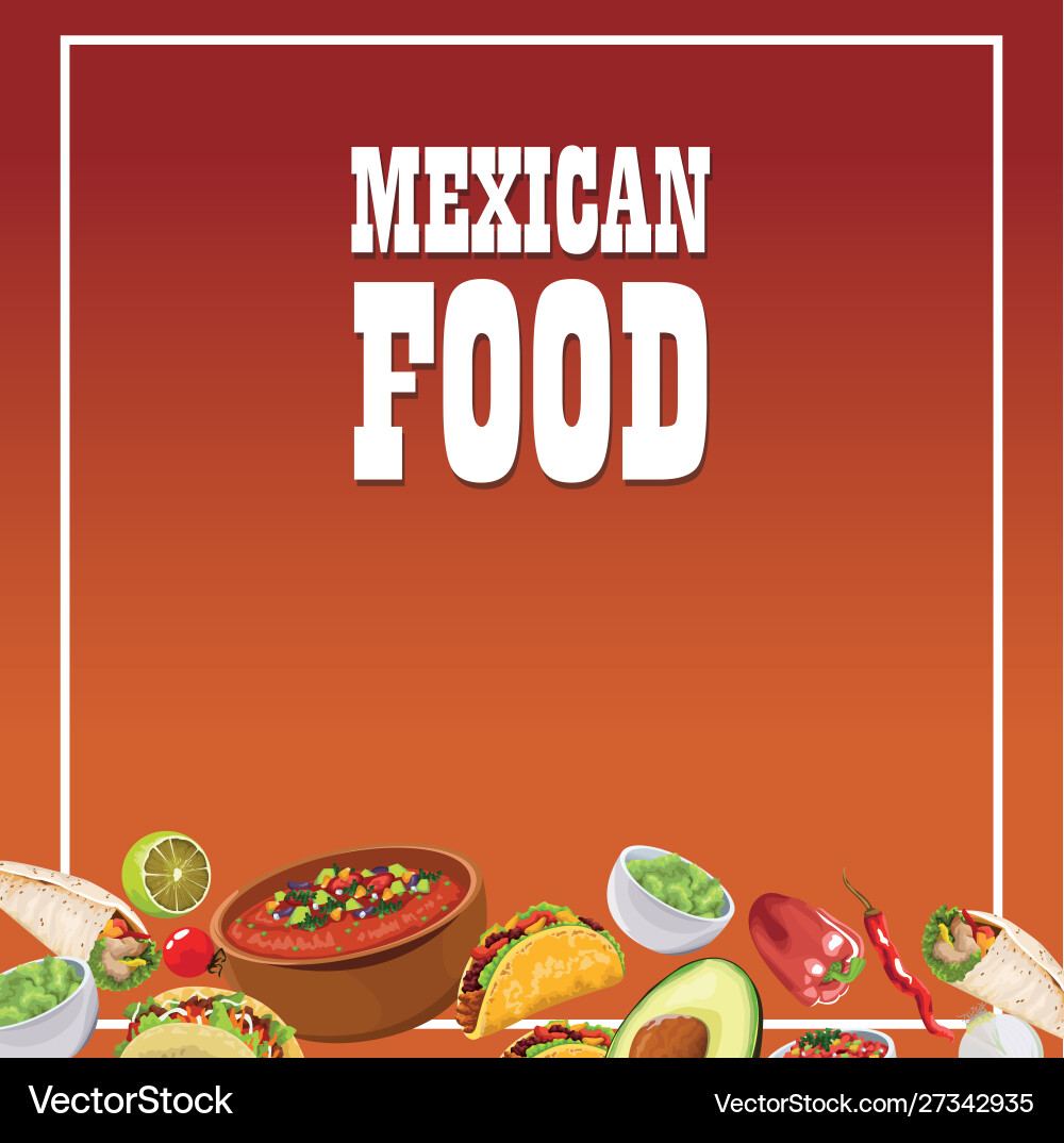 Mexikanische Speiseplakat mit Gemüsesalat Mexikanische Speiseplakat mit Gemüsesalat vektorbild