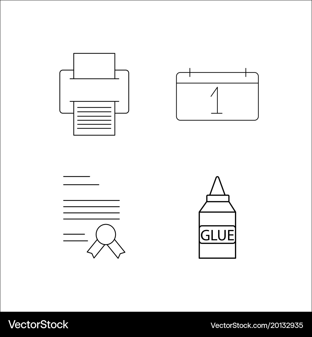 Office simple linear icon setsimple outline icons vector image