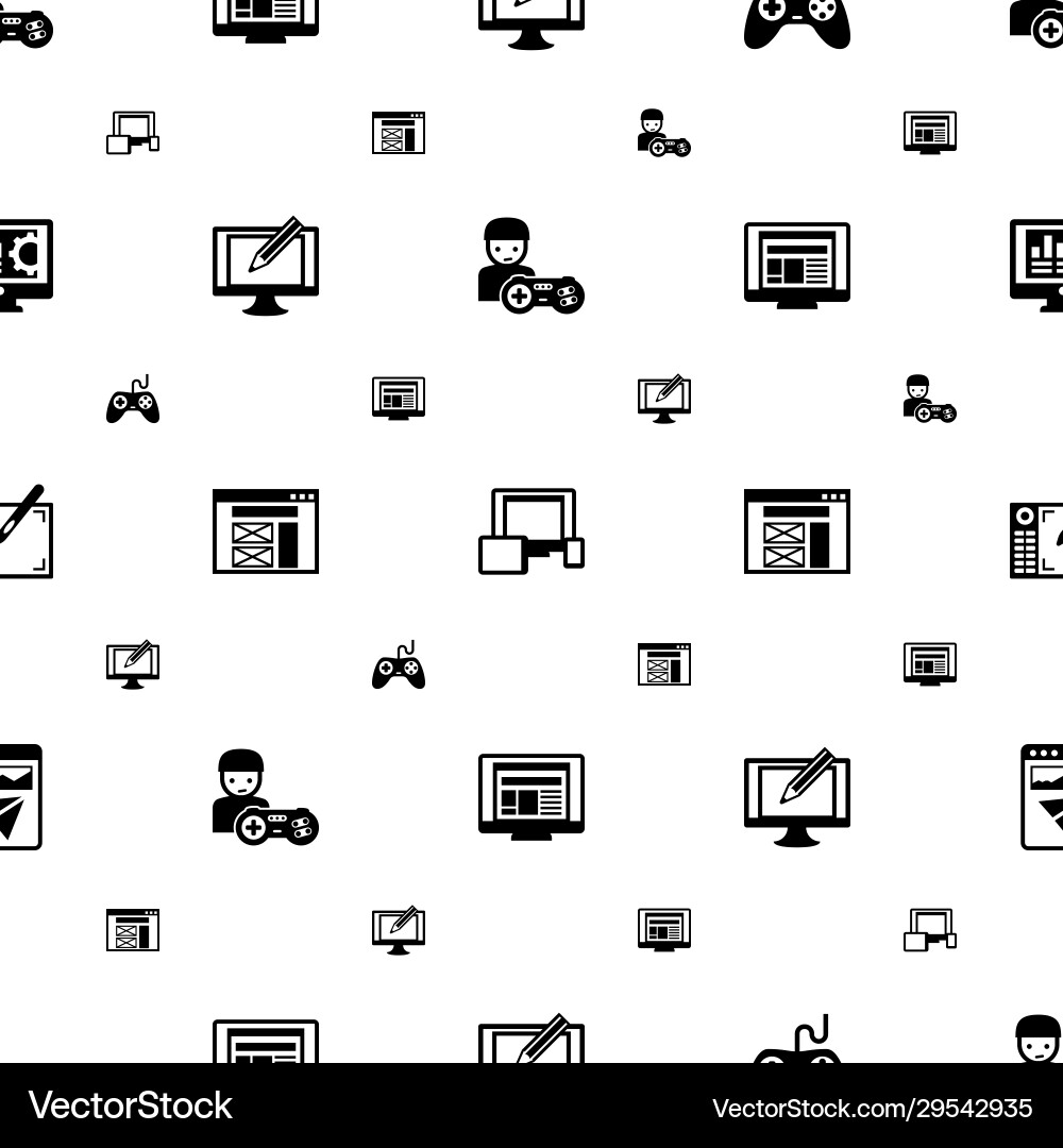 Pc icons pattern seamless included editable vector image