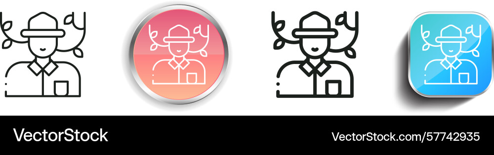 Researcher icon thin linear regular and button Researcher icon thin linear regular and button vector image