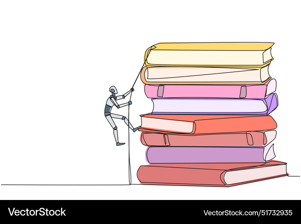Single continuous line drawing smart robot Single continuous line drawing smart robot Vector Image
