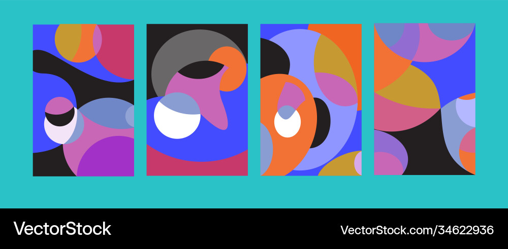 Abstract colorful geometric and curvy pattern Vector Image