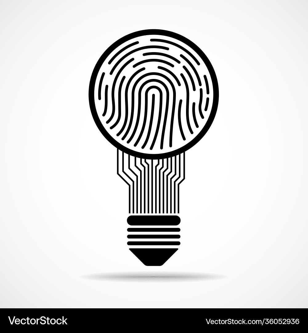 Abstract lamp fingerprint with circuit board vector image