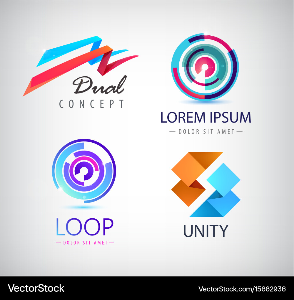 Abstract Loop & Dual Icons vector image