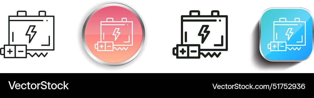 Battery icon thin linear regular and button style vector image