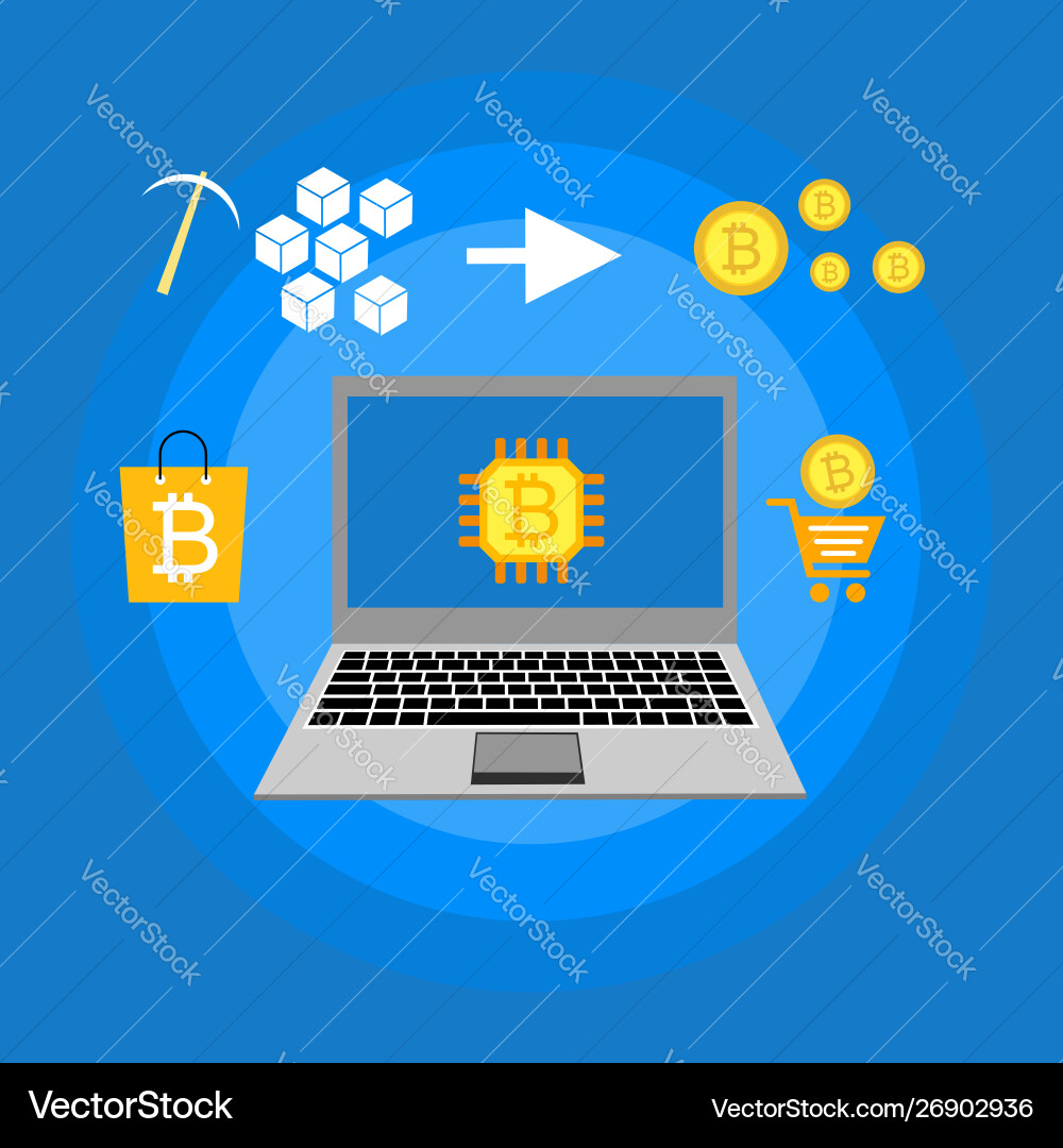 Blockchain scheme mining crypto currency server Vector Image