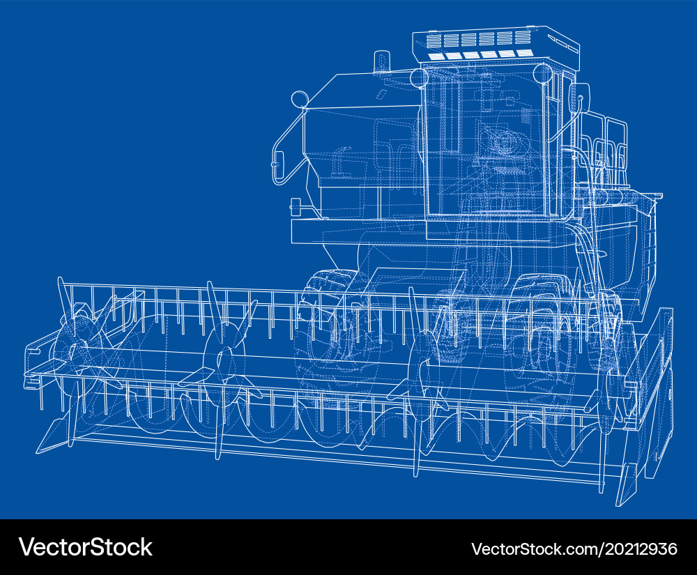 Concept combine-harvester rendering of 3d Vector Image