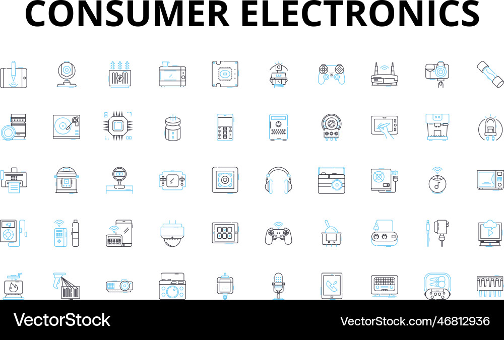 Consumer electronics linear icons set smartph Vector Image