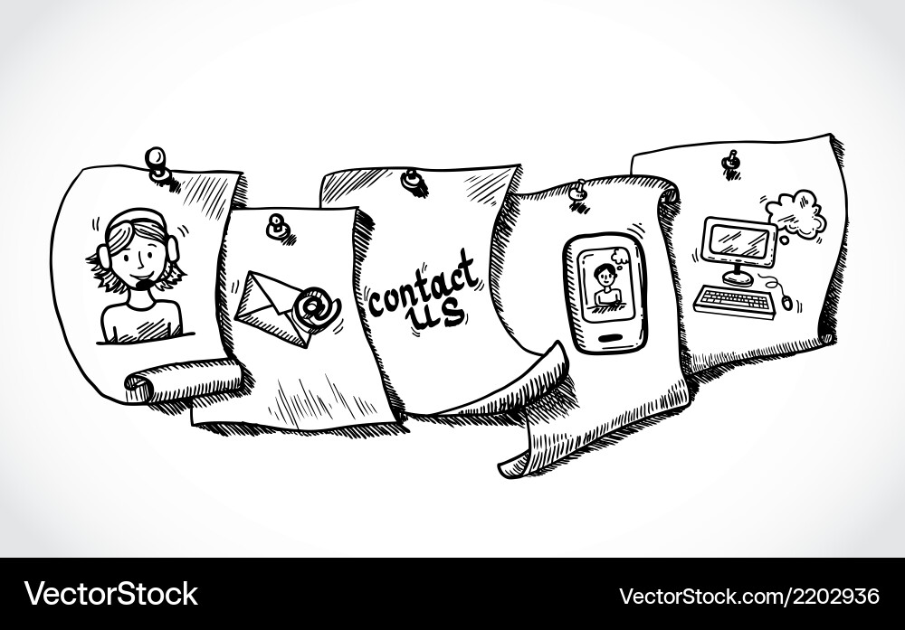 Contact Icons - Paper Tags Vector Image
