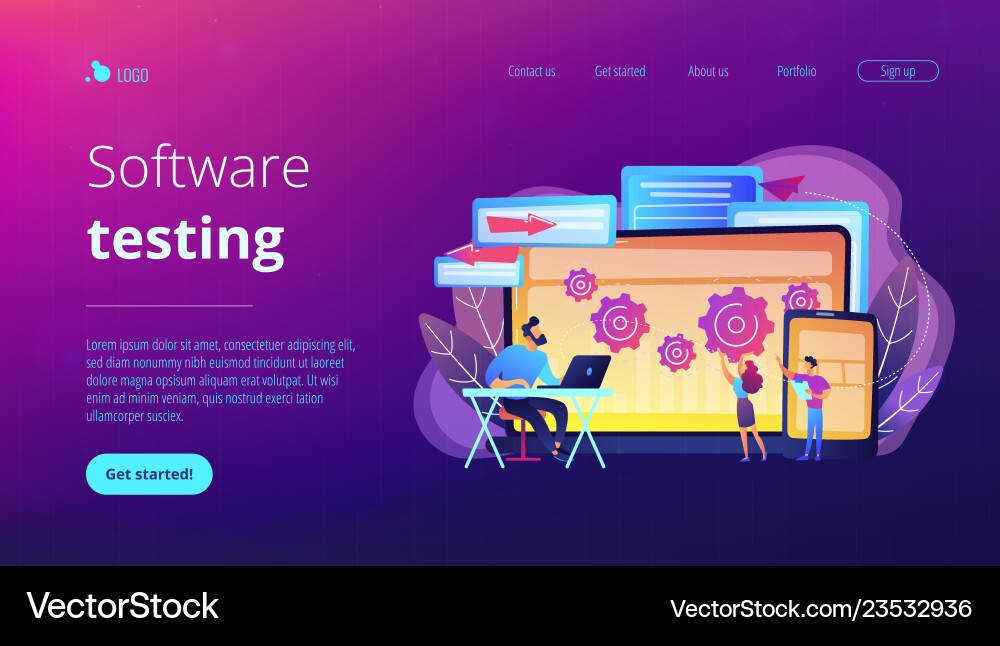 Cross platform bug founding concept landing page vector image