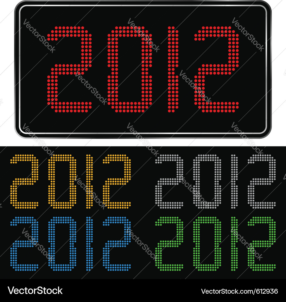 Digital 2012 number Vector Image