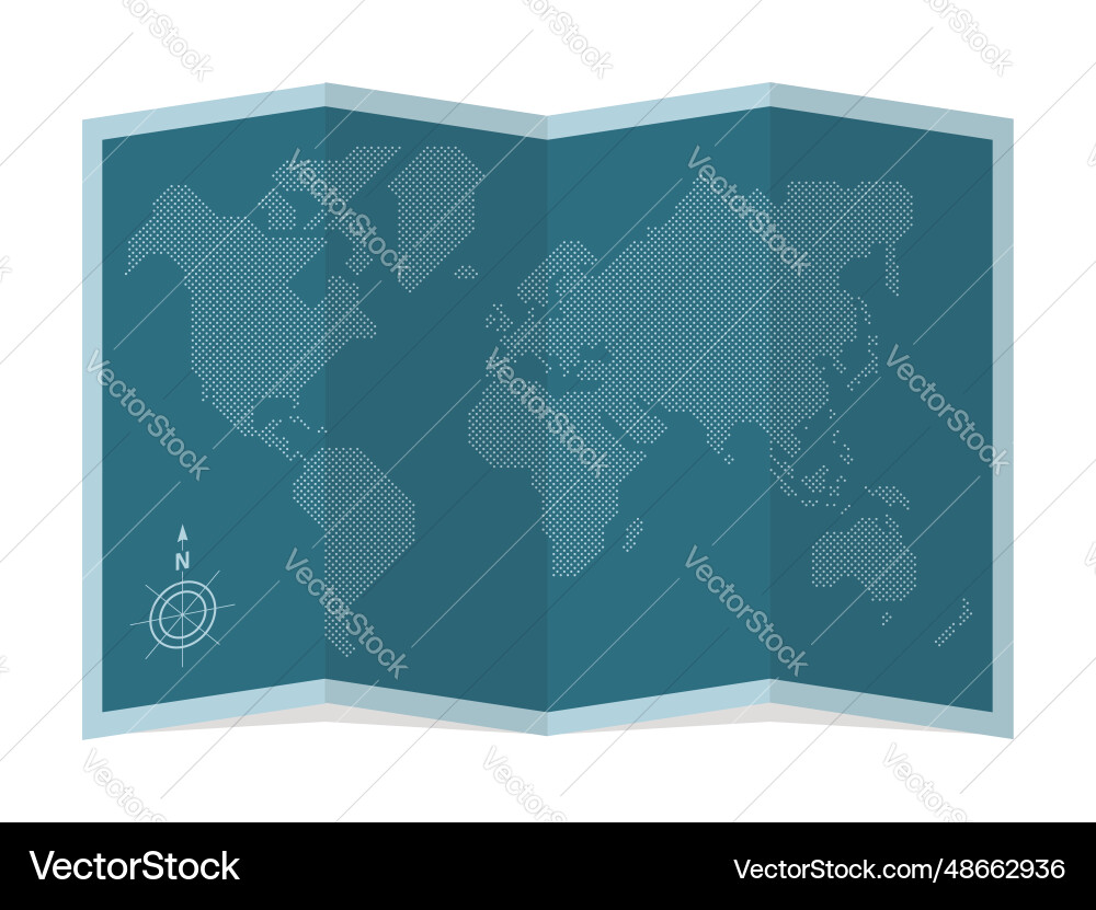 Four-fold world map drawn with circular dots Four-fold world map drawn with circular dots vector image