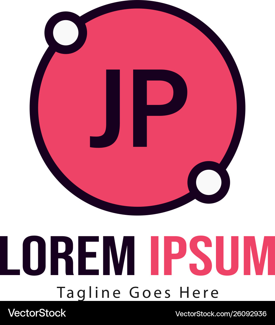 Initial jp logo template with modern frame Vector Image