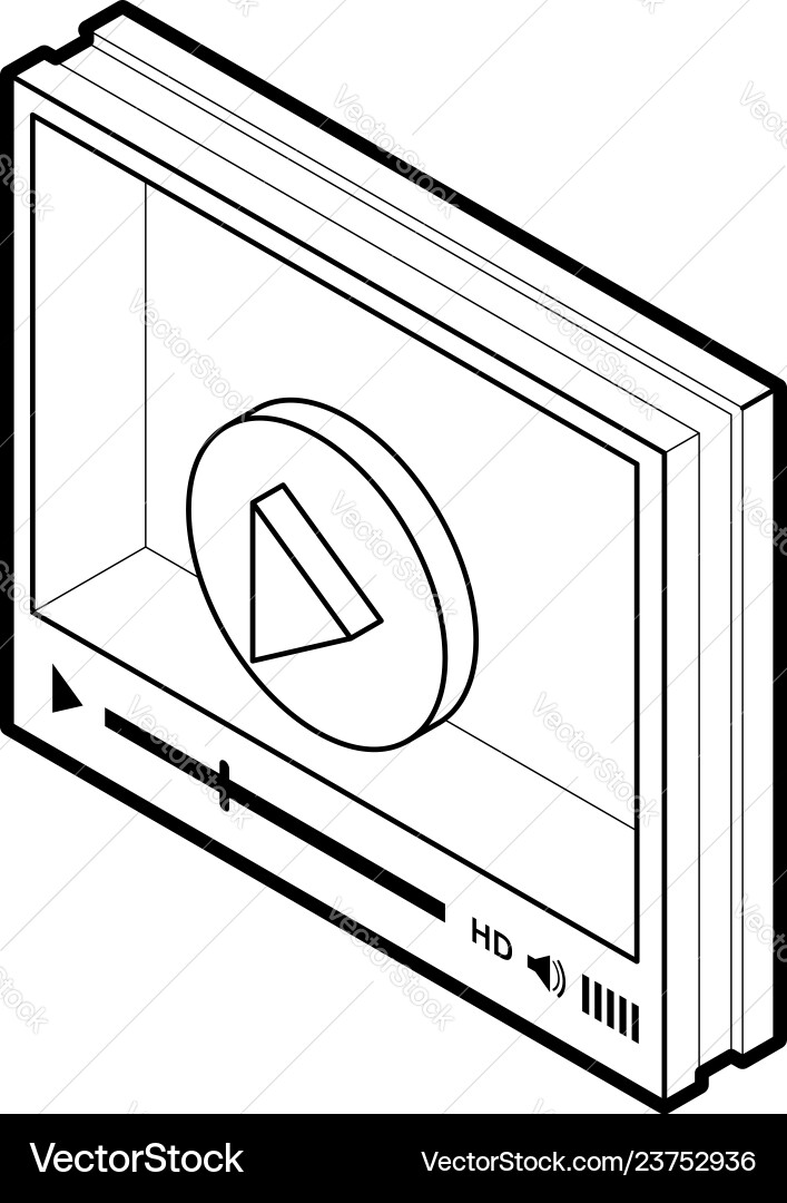 Isometric video player interface for web site Isometric video player interface for web site vector image