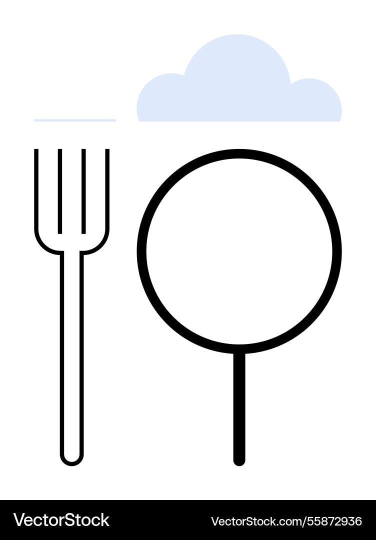 Minimalist design of fork cloud and magnifying Vector Image
