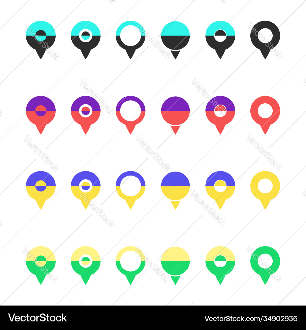 Pins for map location symbol navigation position Pins for map location symbol navigation position vector image