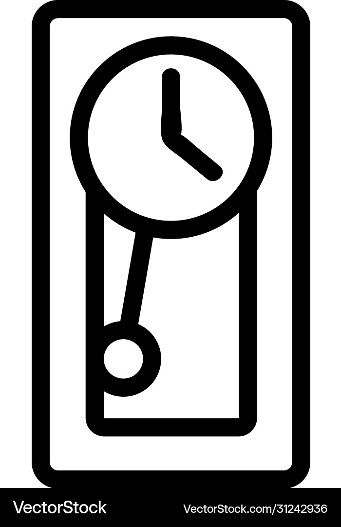 Rectangular pendulum clock device icon vector image