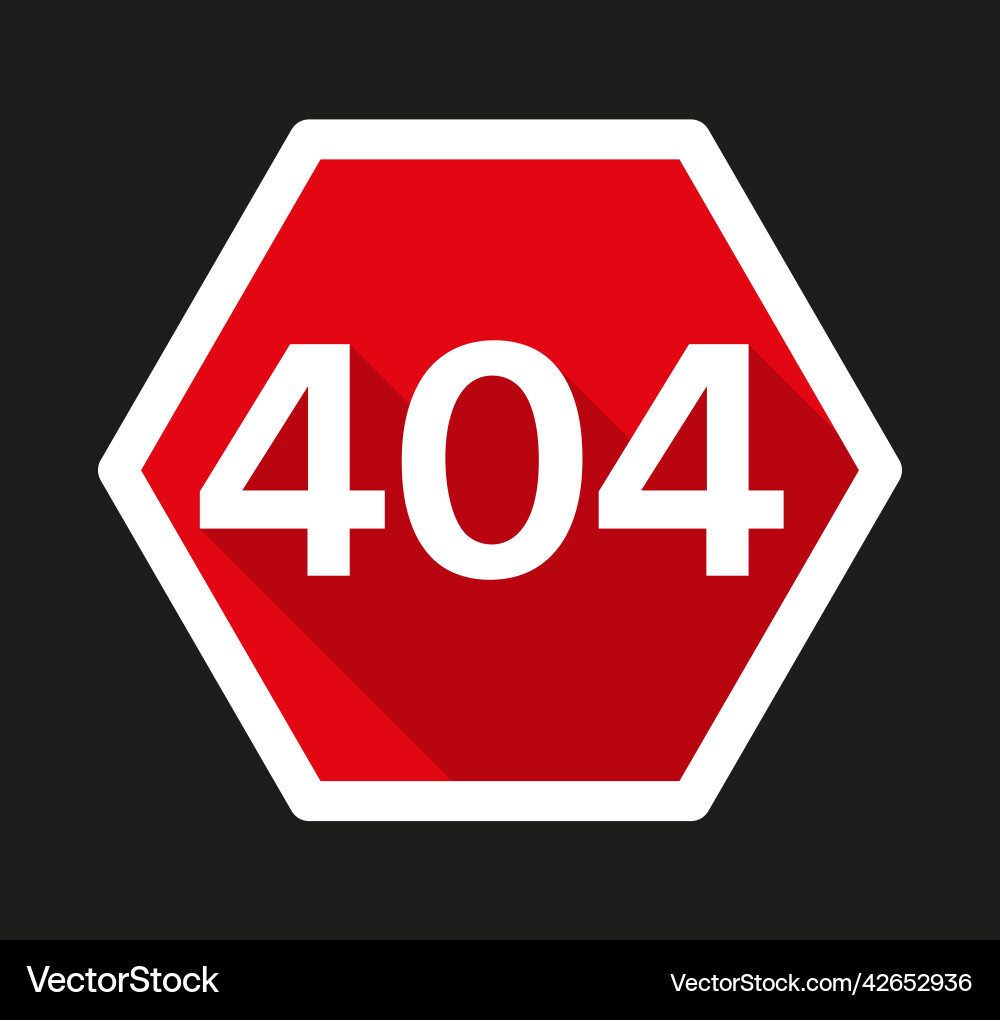 Red 404 error page not found with long shadow Vector Image