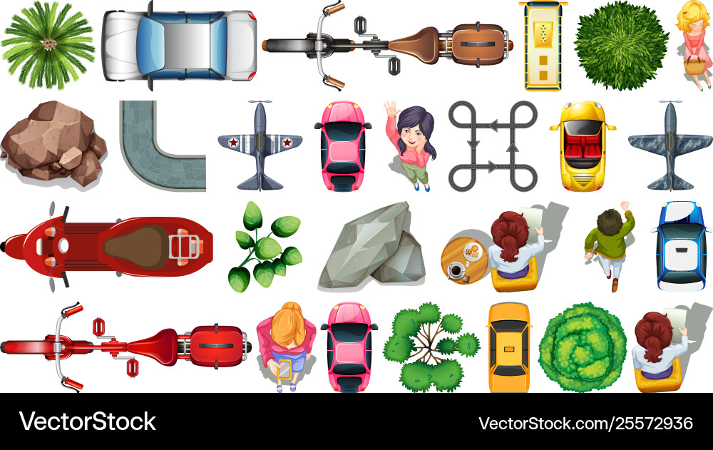 Set object aerial view Vector Image