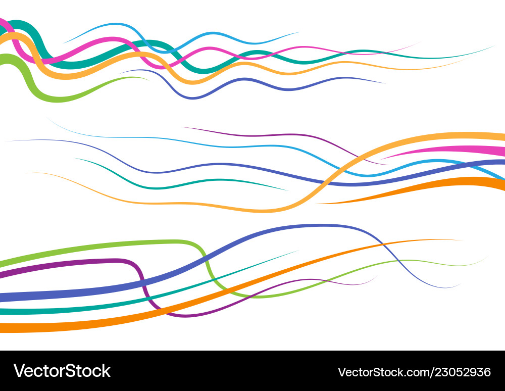 Set of abstract color curved lines Vector Image