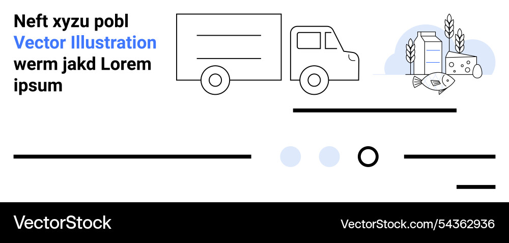 Simple line art of delivery truck with food Vector Image