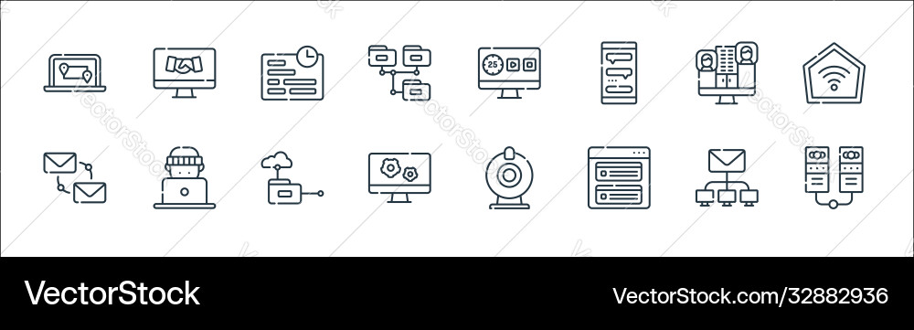 Telecommuting line icons linear set quality Telecommuting line icons linear set quality vector image