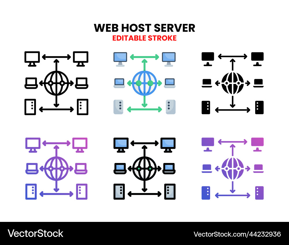 Web host server icon set with different style Web host server icon set with different style vector image