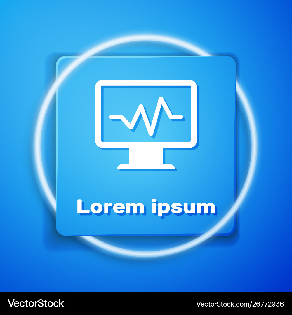 White computer monitor with cardiogram icon White computer monitor with cardiogram icon Vector Image