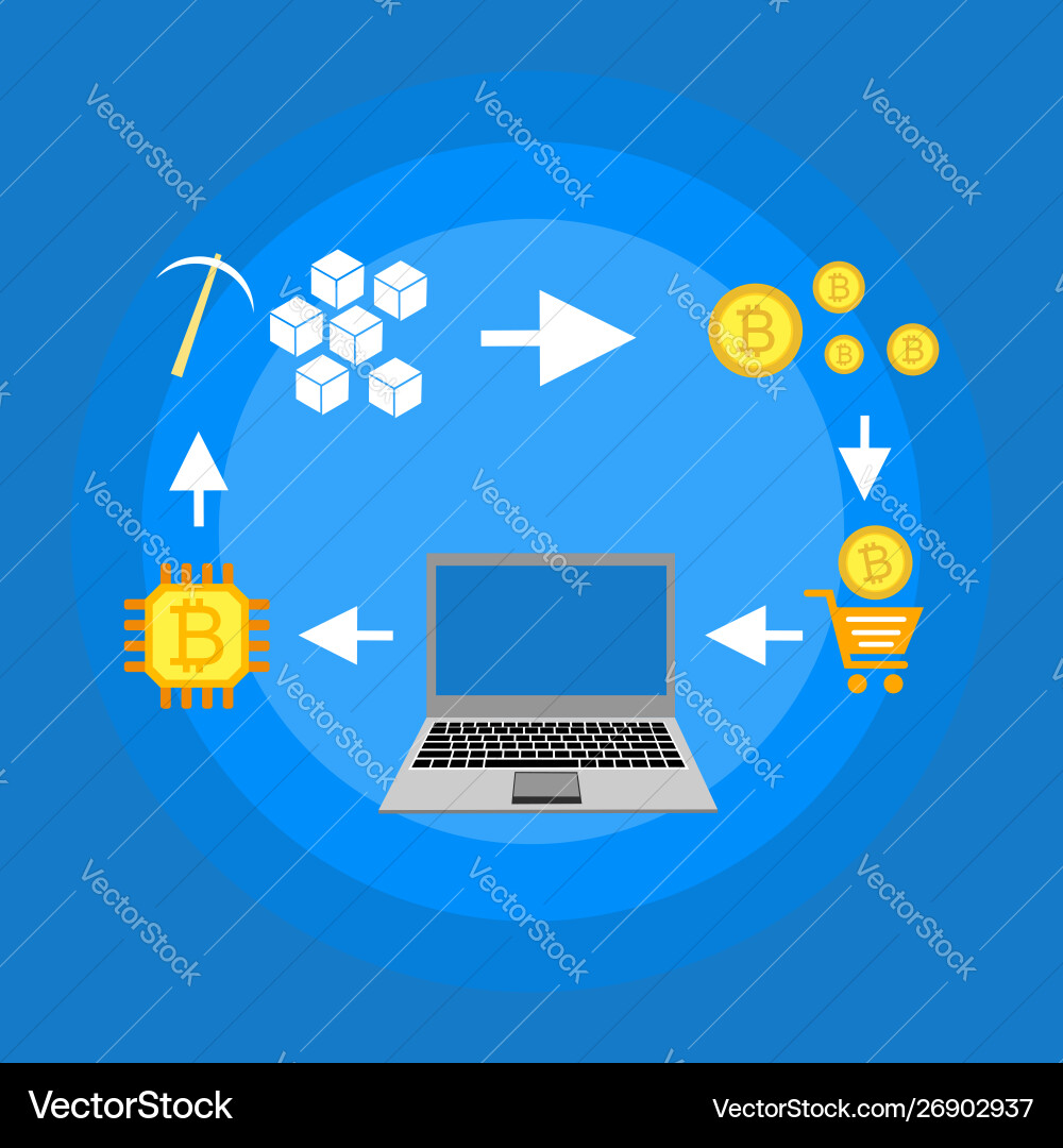 Blockchain scheme mining crypto currency server Blockchain scheme mining crypto currency server vector image