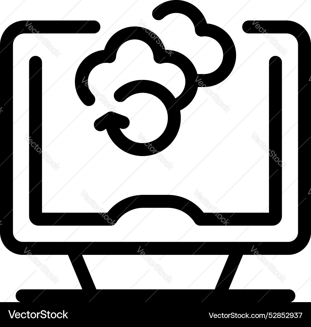 Computer showing cloud computing synchronization Computer showing cloud computing synchronization vector image