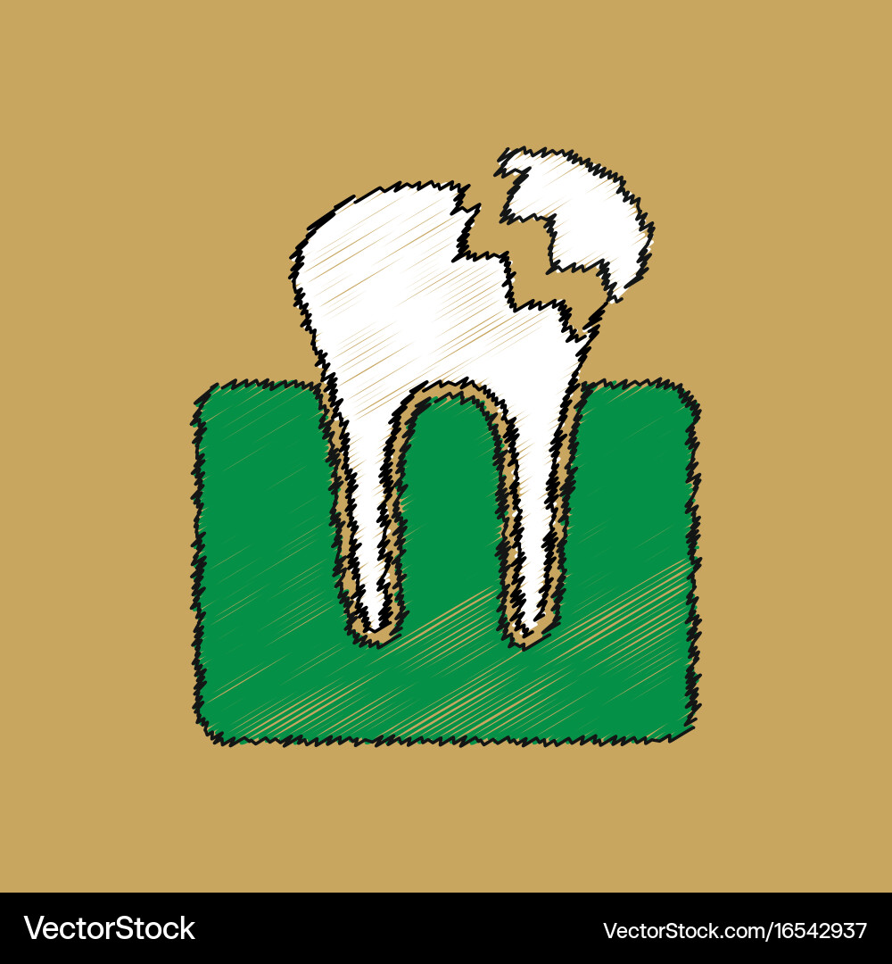 Flat shading style icon broken tooth Vector Image