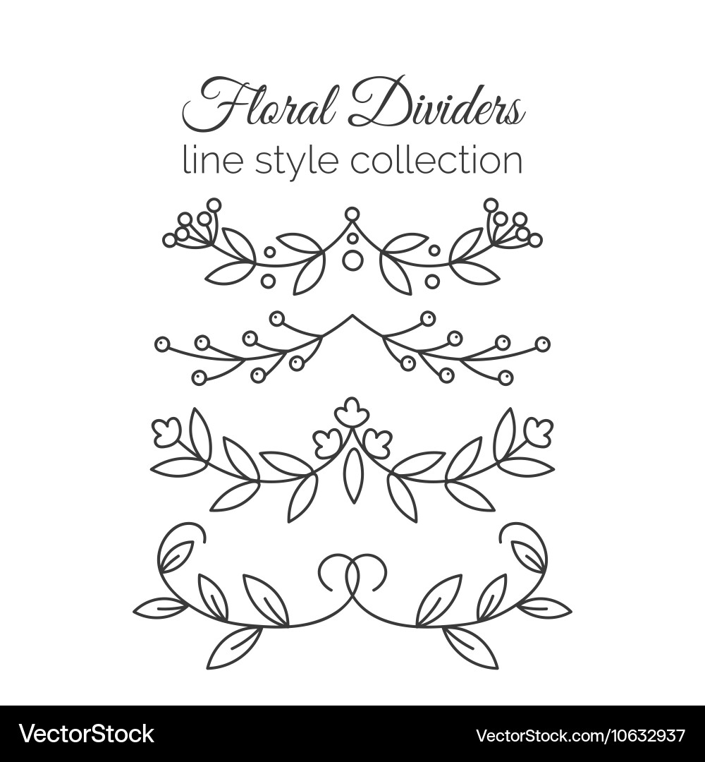 Flourishes hand drawn dividers set line style Vector Image