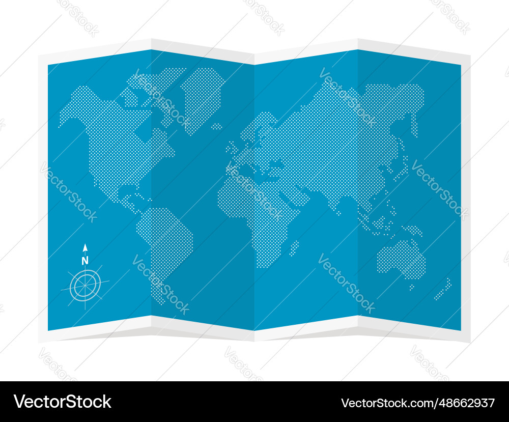 Four-fold world map drawn with circular dots Vector Image