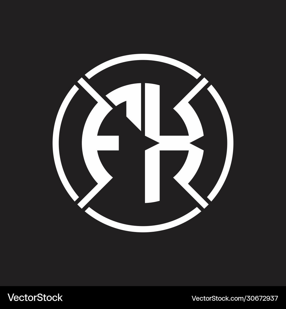 Fx logo monogram with four part circle slash Vector Image