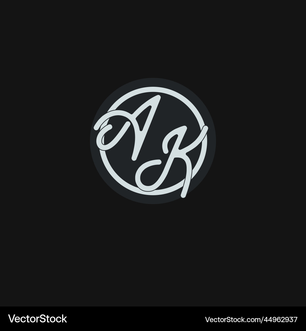 Initials ak logo monogram with simple circle line vector image