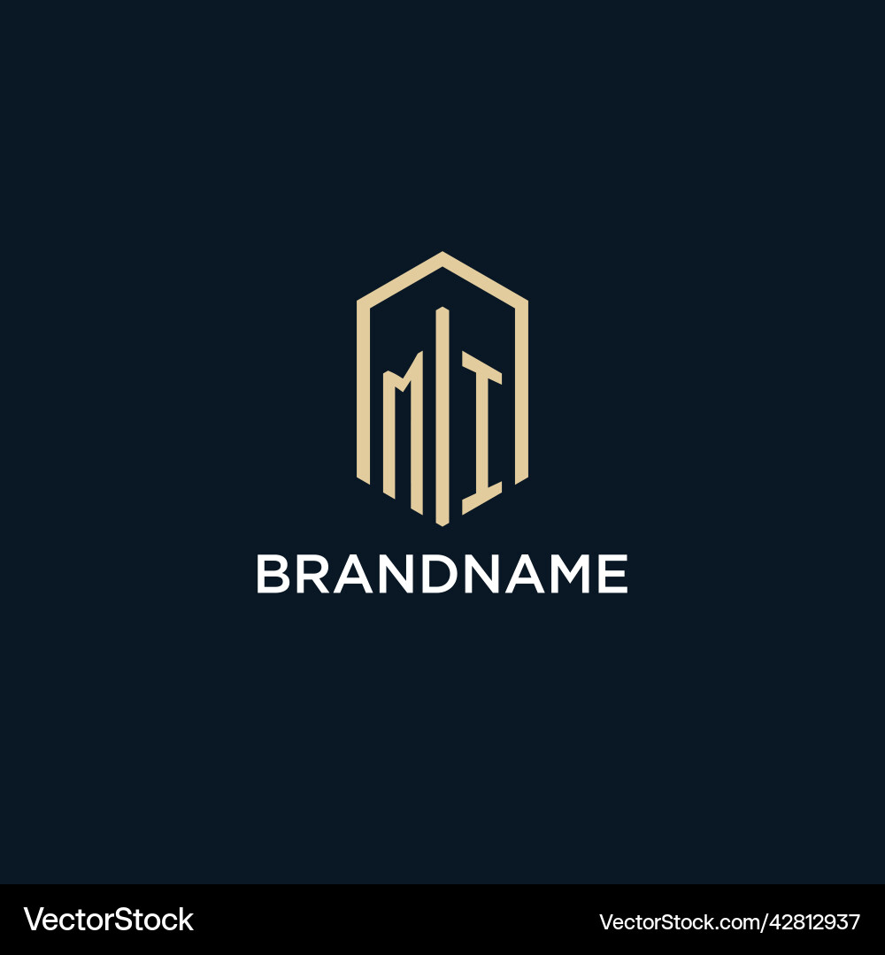Mi initial monogram logo with hexagonal shape Vector Image