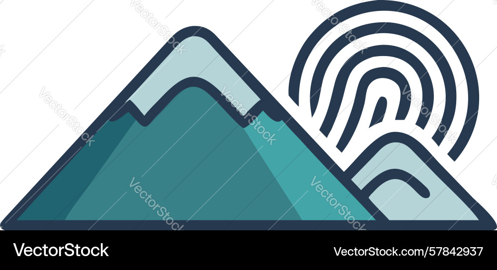 Mountain with concentric circles abstract motion Vector Image