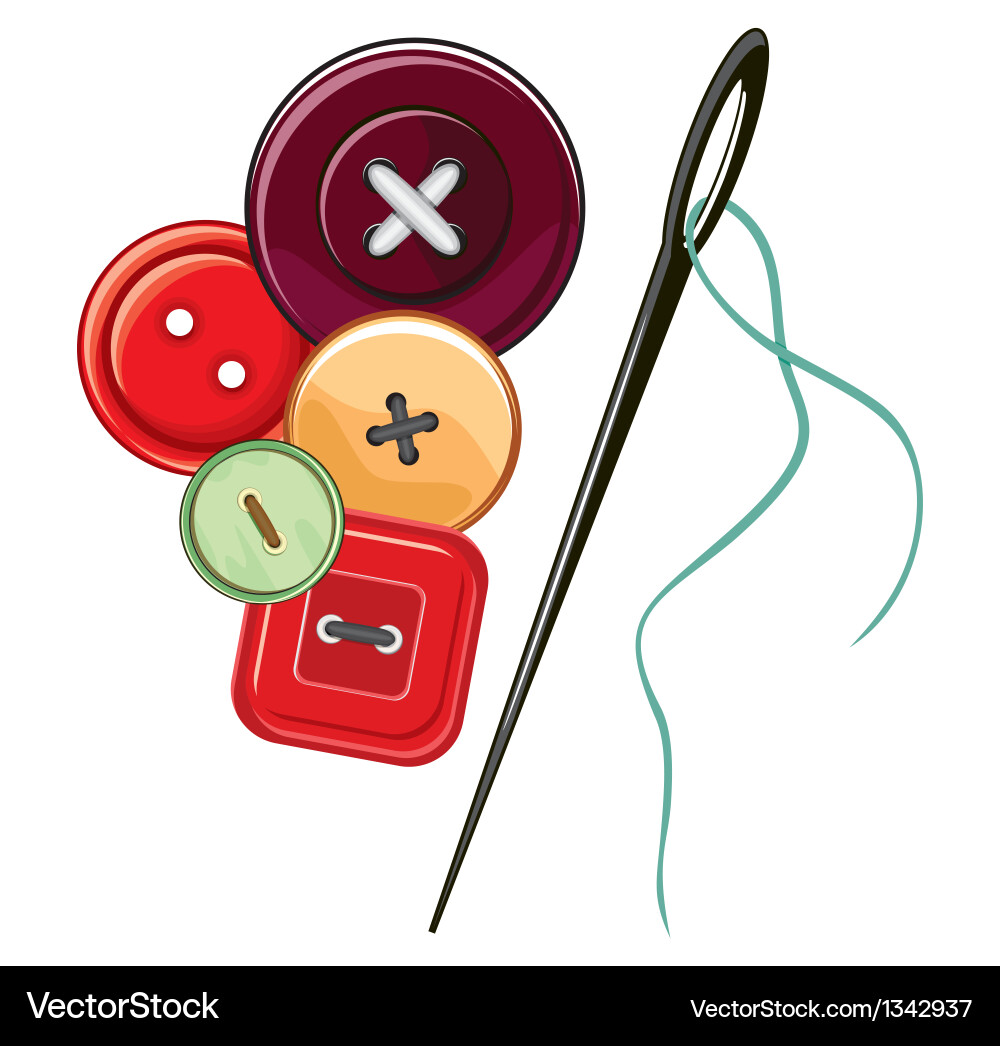 Needle and buttons Royalty Free Vector Image - VectorStock