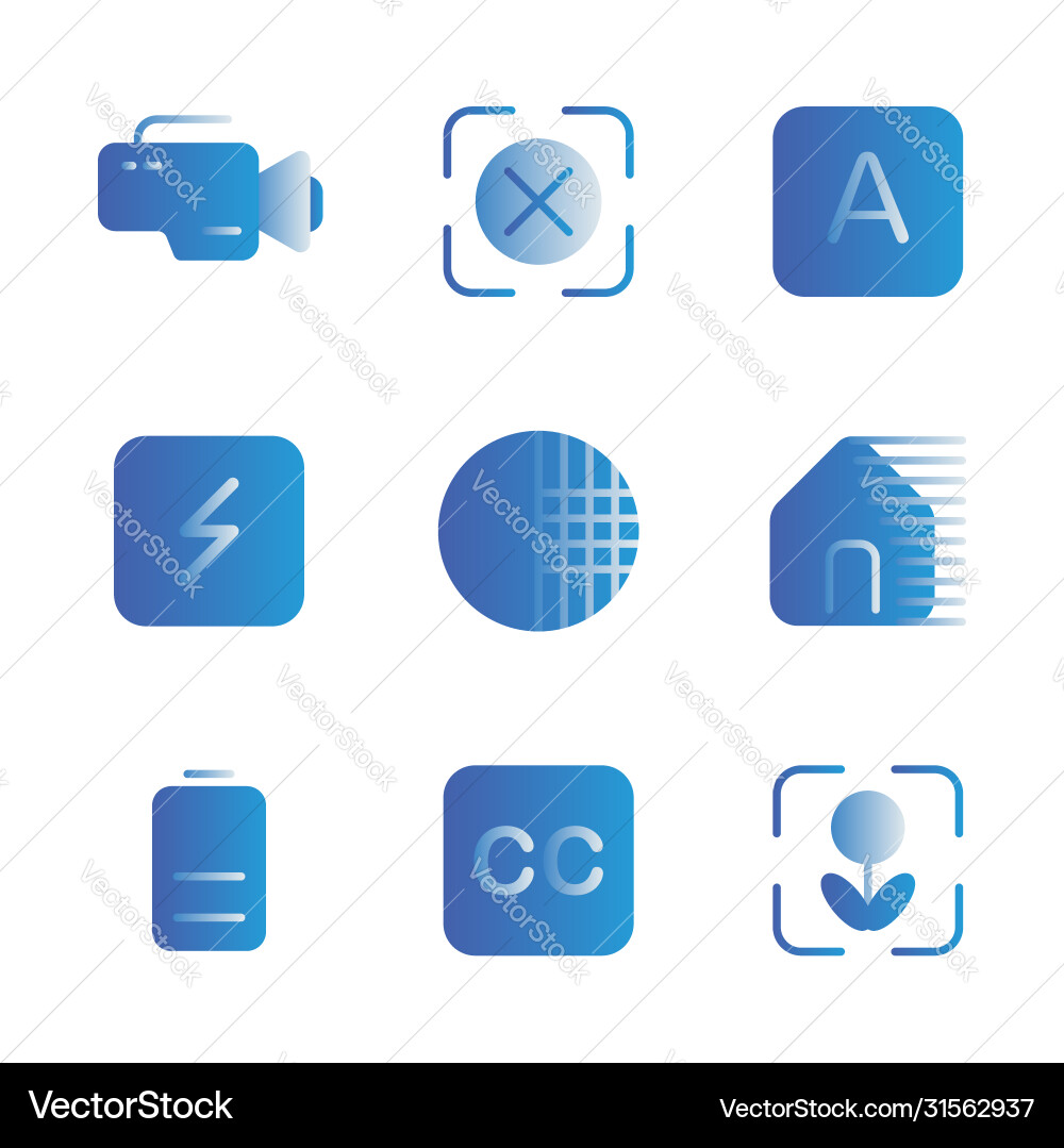 Photo editor icon set include camera device video Photo editor icon set include camera device video vector image